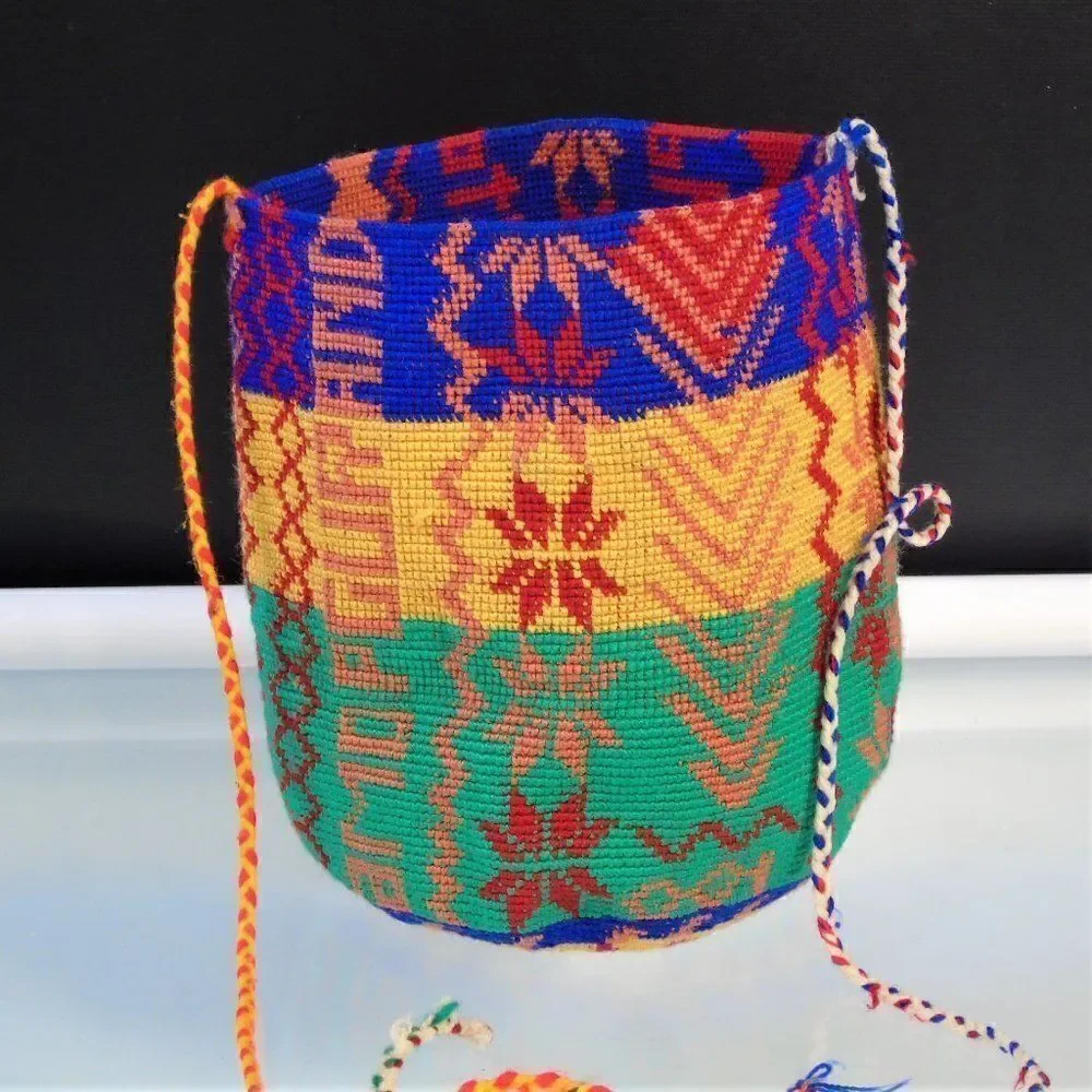 Hippie Bucket Purse Boho Woven Crossbody